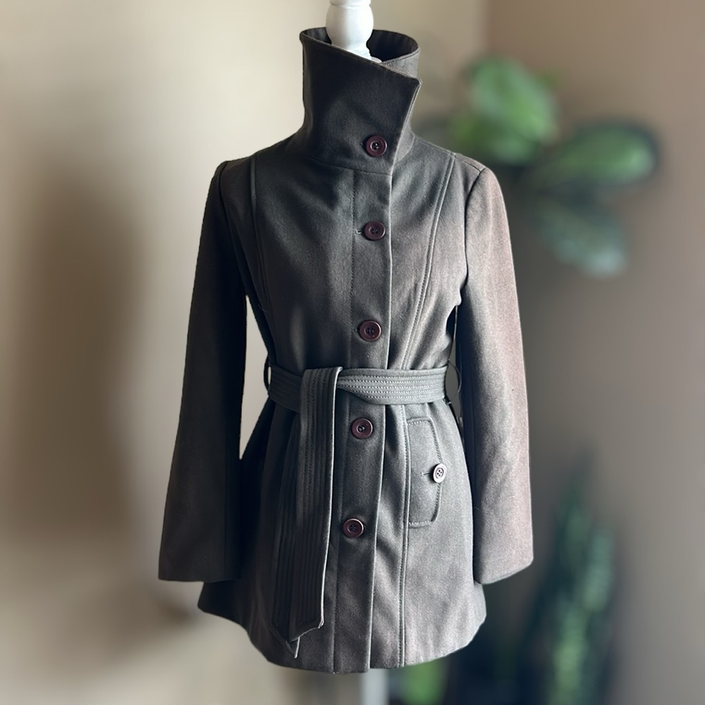 Nine West Olive Wool Pea Coat